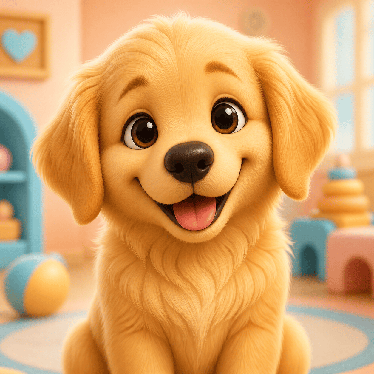 Cute 3D cartoon dog character portrait in a pastel studio, inspired by famous cartoon dogs